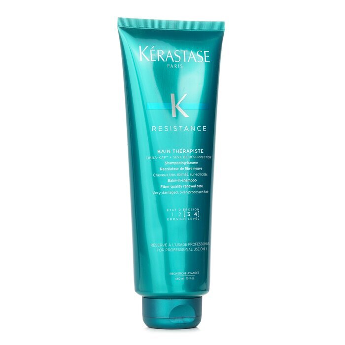 Kerastase Resistance Bain Therapiste Baume-In - Shampooing Soin Renouvelant de la Qualité des Fibres (Pour Cheveux Très Abîmés, Surtraités) 450ml/15oz