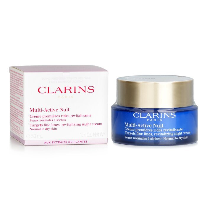 Clarins Multi-Active Nuit Cible les Rides Fines Crème de Nuit Revitalisante - Pour Peaux Normales à Sèches 50ml/1.7oz