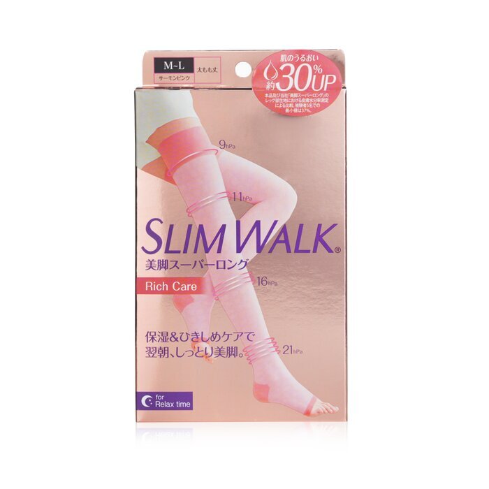 SlimWalk Compression Open-Toe Socks For Relax, Moisturizing -  Pink (Size: M-L) 1pair