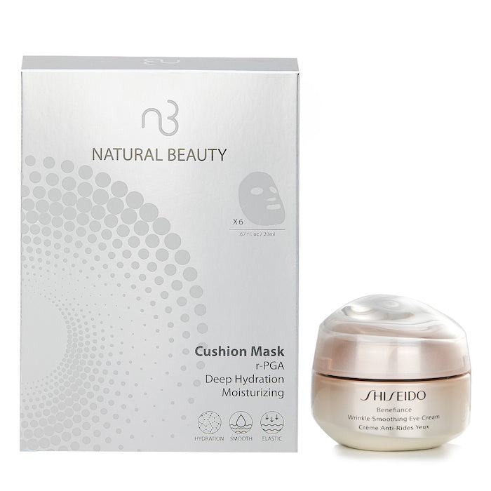 Benefiance Wrinkle Smoothing Eye Cream 15ml X Natural Beauty r-PGA Deep Hydration Moisturizing Cushion Mask 6x 20ml